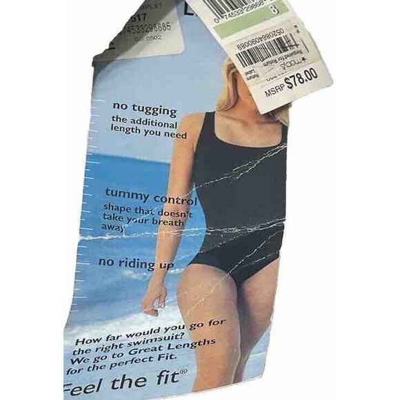 GREAT LENGTHS BLACK TIE FRONT SWIM ONE PIECE SWIMSUIT SIZE 8 FRINGE $78 New! - Picture 6 of 6